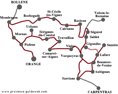 carte route des vins route cotes du rhone
